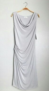 Velvet by Graham & Spencer Silver-Gray Cowl Neck Midi Dress